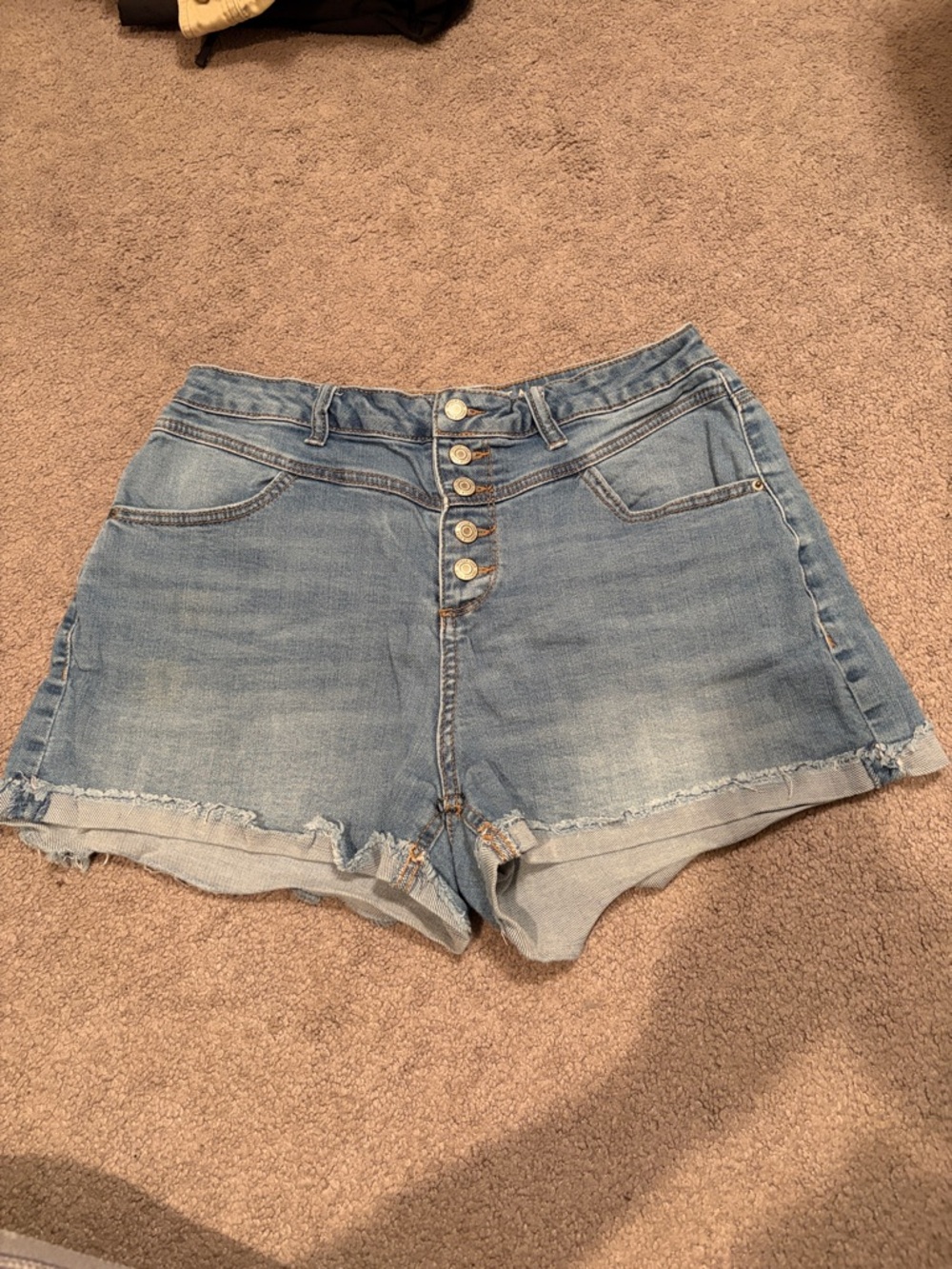 Vanilla Star Light Blue High-Rise Button-Fly Denim Shorts
